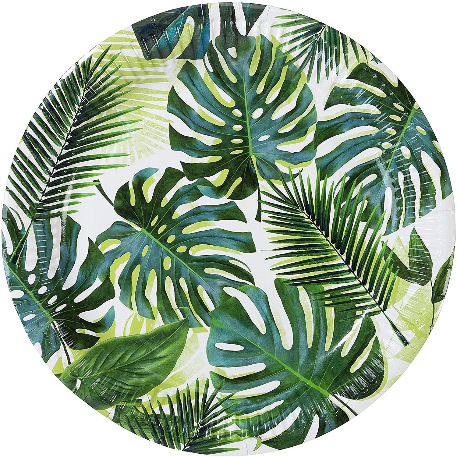 Talking Tables Tropical Fiesta Palm Tree Party Plates | Mexican Luau Hawaiian Cuban Havana, Paper Disposable, Green, Pack of 8, Dia 23cm, 9'